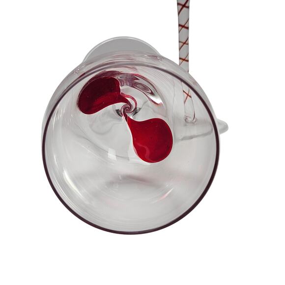 4 pc Pier 1 Red Swirl Line Swirline Stem Wine Glasses 9" high Party Gift - Picture 5 of 8